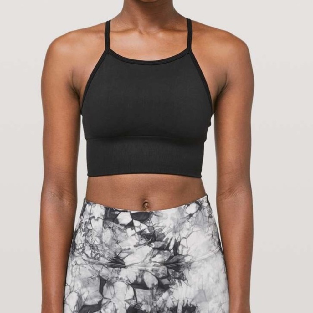 Lululemon Ebb To Street Bra Long Line Black SIZE 4 Estimated No Padding